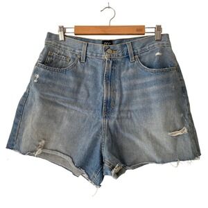 BDG Shorts Size 32 A Line Denim Cut Off Jean Shorts Blue Distressed Frayed Hem